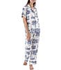Katie Kime New Orleans Toile Woven Pajama Pant Set, Color:Blue - Image 1