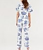Katie Kime New Orleans Toile Woven Pajama Pant Set, Color:Blue - Image 2