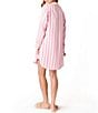 Katie Kime Retro Stripe Printed Cotton Woven Notch Collar Long Sleeve Button Front Sleep Shirt - Image 2