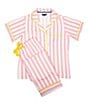 Katie Kime Retro Stripe Woven Top and Pant Pajama Set, Color:Pink - Image 2