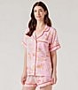 Katie Kime San Antonio Toile Woven Shorty Pajama Set, Color:Pink - Image 2