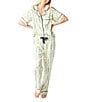 Katie Kime Tennis Time Woven Pajama Pant Set, Color:Green/White - Image 1