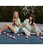 Katie Kime Tennis Time Woven Shorty Pajama Set, Color:Green - Image 4