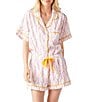 Katie Kime Tennis Time Woven Shorty Pajama Set, Color:Pink - Image 1