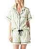 Katie Kime Tennis Time Woven Shorty Pajama Set, Color:Green - Image 1