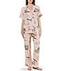 Katie Kime Texas Toile Woven Short Sleeve Notch Collar Long Pajama Set - Image 1