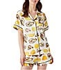 Katie Kime World Is Your Oyster Woven Shorty Pajama Set, Color:Yellow - Image 1