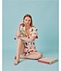 Katie Kime Woven Amour Heart Print Short Sleeve Notch Collar Shorty Pajama Set, Color:Multi - Image 6