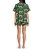 Katie Kime Woven Cheetah Print Shorty Pajama Set, Color:Green - Image 2