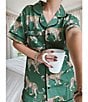 Katie Kime Woven Cheetah Print Shorty Pajama Set, Color:Green - Image 11