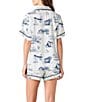 Katie Kime Woven Houston Toile Print Short Sleeve Notch Collar Shorty Pajama Set - Image 2