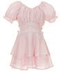 KatieJNYC Big Girls 7-16 Delilah Short Sleeve Fit & Flare Dress, Color:Baby Pink - Image 1