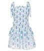 KatieJNYC Big Girls Emerson Printed Tie Dress, Color:Santorini Stripe - Image 1