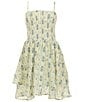 KatieJNYC Big Girls Floral Print Peri Dress, Color:Creme Floral Stripe - Image 1