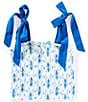 KatieJNYC Big Girls Sunny Floral Print Smocked Tie Shoulder Top, Color:Santorini Stripe Floral - Image 1