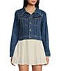 KatieJNYC Dallas Denim Point Collar Button Front Jacket - Image 2