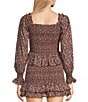 KatieJNYC Mikaela Long Sleeve Square Neck Smocked Coordinating Top, Color:Brown - Image 2