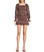 KatieJNYC Mikaela Long Sleeve Square Neck Smocked Coordinating Top, Color:Brown - Image 3