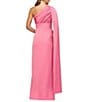 Kay Unger Alessandra Stretch Charmeuse One Shoulder Empire Waist Column Gown, Color:Pink Coral - Image 2
