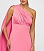 Kay Unger Alessandra Stretch Charmeuse One Shoulder Empire Waist Column Gown, Color:Pink Coral - Image 4