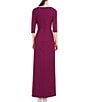 Color:Boysenberry - Image 2 - Asymmetrical Neck Front Slit Pleated Bodice Gown