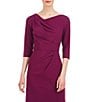 Color:Boysenberry - Image 3 - Asymmetrical Neck Front Slit Pleated Bodice Gown