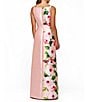 Kay Unger Barbara Wild Rose Mikado Bateau Neck Asymmetrical Draped Overlay Skirt Column Gown, Color:Misty Rose - Image 2