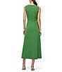 Kay Unger Blossom Stretch Crepe Crew Neck Embellished Midi A-Line Dress, Color:Lush Green - Image 2