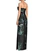 Kay Unger Constance Floral Mikado Strapless Column Gown, Color:Black Multi - Image 4