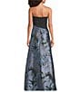 Kay Unger Dauphine Jacquard Strapless Asymmetrical Bow Waist Column Gown - Image 2