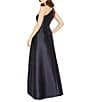 Kay Unger Dianna Autumn Bouqet One Shoulder Mikado A-Line Gown, Color:Dark Twilight - Image 2