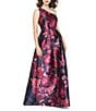 Kay Unger Dianna Autumn Bouqet One Shoulder Mikado A-Line Gown, Color:Dark Twilight - Image 3