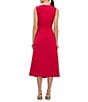 Kay Unger Elliot Stretch Crepe Asymmetric Waistline Pleated Midi Dress, Color:Lipstick - Image 2