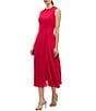 Kay Unger Elliot Stretch Crepe Asymmetric Waistline Pleated Midi Dress, Color:Lipstick - Image 3