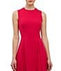 Kay Unger Elliot Stretch Crepe Asymmetric Waistline Pleated Midi Dress, Color:Lipstick - Image 4