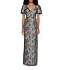 Kay Unger Esmerelda Floral Jacquard Column Gown - Image 1