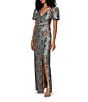 Kay Unger Esmerelda Floral Jacquard Column Gown - Image 3