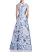 Color:Blue Dawn Multi - Image 2 - Floral Asymmetrical Neck Sleeveless Walk Thru Jumpsuit Gown