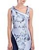 Color:Blue Dawn Multi - Image 3 - Floral Asymmetrical Neck Sleeveless Walk Thru Jumpsuit Gown