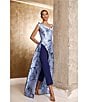 Color:Blue Dawn Multi - Image 4 - Floral Asymmetrical Neck Sleeveless Walk Thru Jumpsuit Gown