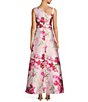 Color:Hibiscus - Image 2 - Floral Asymmetrical Neck Sleeveless Walk Thru Jumpsuit Gown