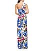 Color:Spring Blue - Image 2 - Floral Crepe One Shoulder Sleeveless Gown