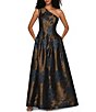 Kay Unger Floral Jacquard One Shoulder Gown - Image 1
