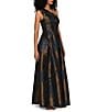 Kay Unger Floral Jacquard One Shoulder Gown - Image 3