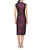 Kay Unger Floral Jacquard V-Neck Cap Sleeve Ruffle Midi Dress | Dillard's