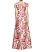 Color:Wild Raspberry - Image 2 - Floral Jacquard V-Neck Short Sleeve Pleated Gown