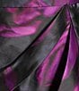 Color:Cerise/Navy - Image 3 - Floral Print Asymmetrical Curved Neck Short Sleeve Tulip Hem Dress