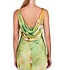 Color:Citrine - Image 4 - Floral Printed Stretch Charmeuse Boat Neck Cowl Back Gown