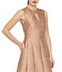 Kay Unger Gabriella Textured Jacquard Keyhole Neckline A-Line Gown, Color:Gold - Image 4