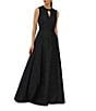 Kay Unger Gabriella Textured Jacquard Keyhole Neckline A-Line Gown, Color:Black - Image 3
